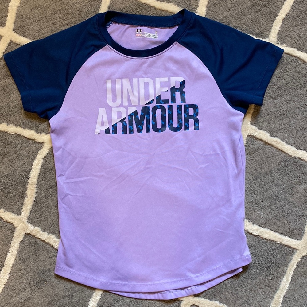 Under Armour Purple and Blue Tee Size 6